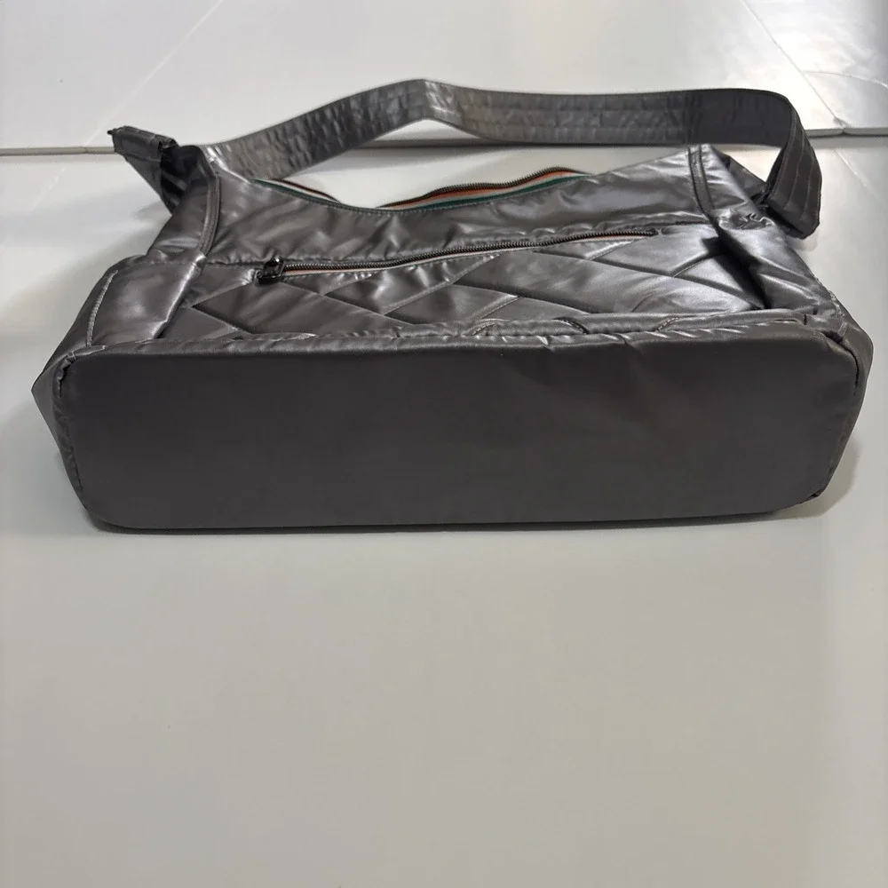 Lug Camper SE Purse Crossbody Bag Metallic Silver Zipper Travel Organizer Tote